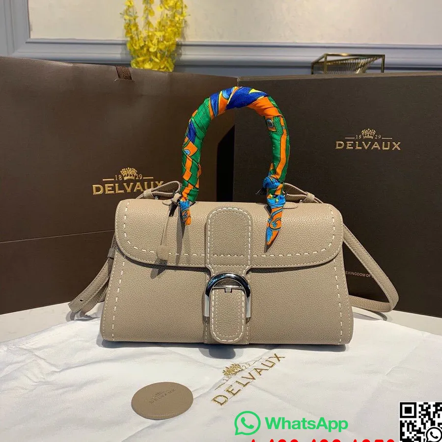 Delvaux Sellier Brillant East West Satchel Flap 28cm Tas Generfd Kalfsleer Gouden Hardware Herfst/winter 2019 Collectie, Grijs