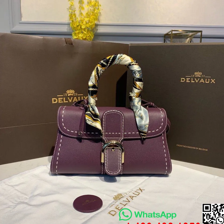 Delvaux Sellier Brillant East West Tas Flap 28Cm Tas Kulit Anak Sapi Berbutir Perangkat Keras Emas Koleksi Musim Gugur/Dingin 20