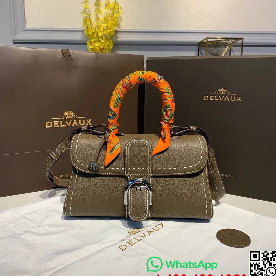 Delvaux Sellier Brillant Austrumu Rietumu Somas Atloks 28cm Soma Graudaina Teļa āda Zelta Aparatūras 2019. gada Rudens/ziemas Ko