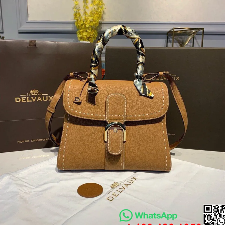 Delvaux Sellier Brillant Somas Atloks 28cm Soma Graudaina Teļa āda Zelta Aparatūras 2019. gada Rudens/ziemas Kolekcija, Brūna