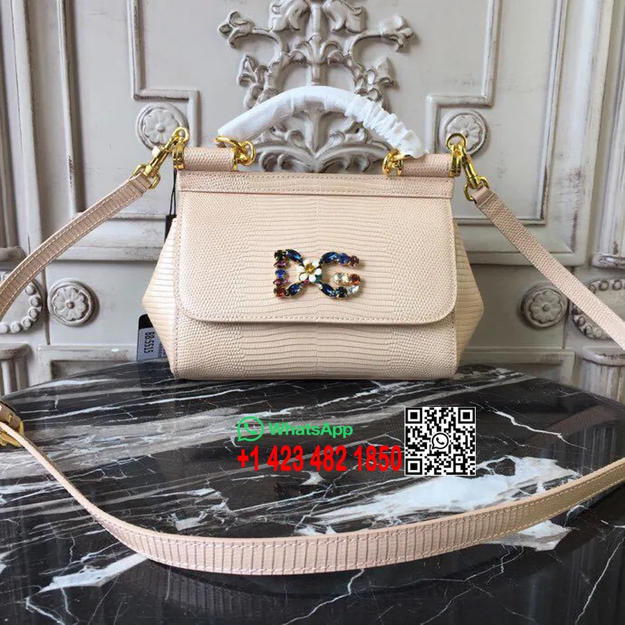 Dolce Gabbana Regular Sicilië Tas 20cm Hagedis/kalfsleer Herfst/wintercollectie 2018, Nude