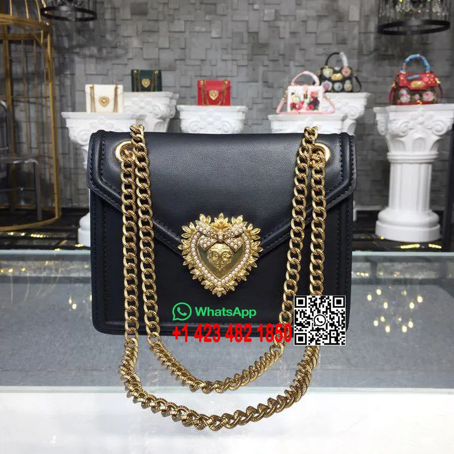 کیسه قلب مقدس Dolce Gabbana Devotion 22cm چرم چرم گوساله پاییز/زمستان 2018، مشکی