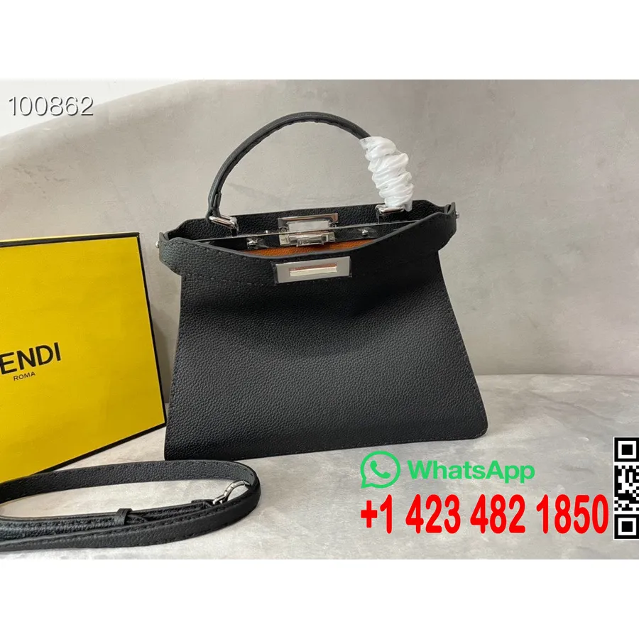 Fendi Peekaboo Iseeu תיק 33 ס"מ עור עגל/עור עיזים קולקציית אביב/קיץ 2023, שחור