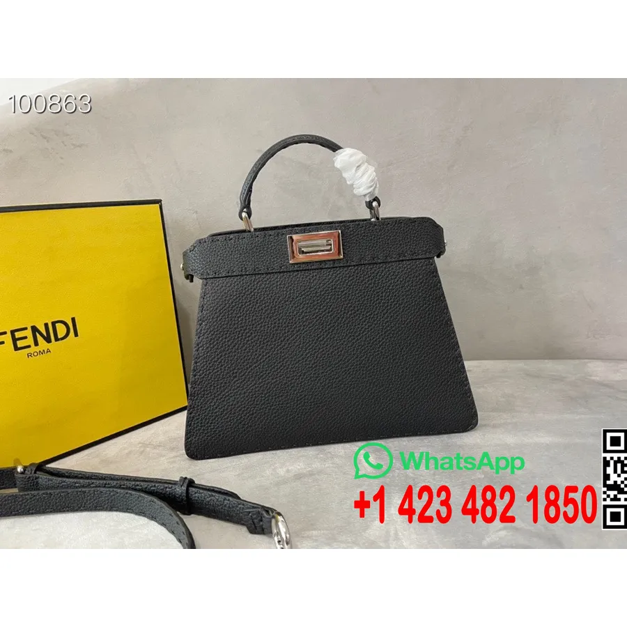 Bolsa Fendi Peekaboo Iseeu 28cm Couro De Bezerro/couro De Cabra Coleção Primavera/verão 2023, Preta