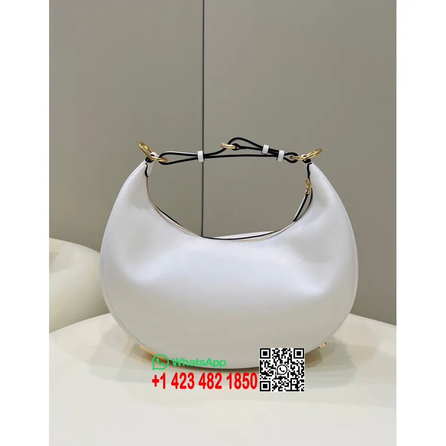 Bolsa Redonda Fendi Fendigraphy 36cm 80056 Couro De Bezerro Hardware Dourado Coleção Primavera/verão 2022, Branco