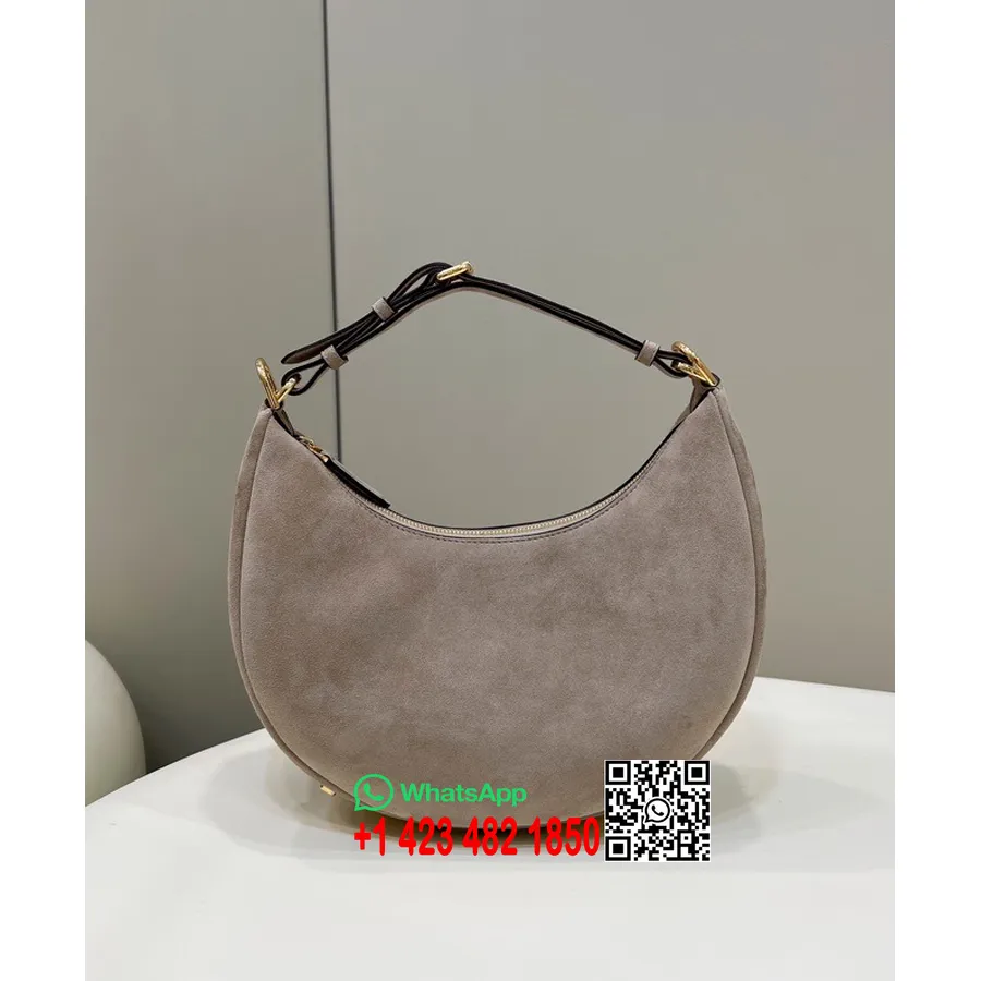 Fendi Fendigraphy Kerek Táska 30 Cm 80056 Velúr/borjúbőr Arany Hardver 2022 Tavaszi/nyári Kollekció, Bézs