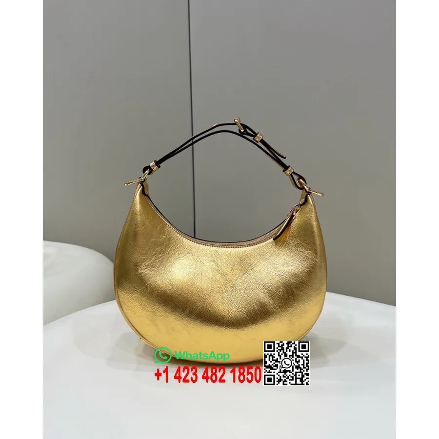 Fendi Fendigraphy кръгла чанта 30 см 80056 телешка кожа златен обков колекция пролет/лято 2022 г., злато