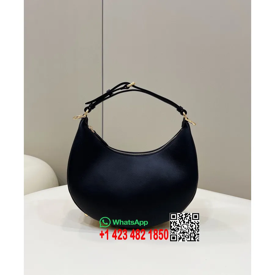 Fendi Fendigraphy στρογγυλή τσάντα 30cm 80056 δέρμα μοσχαριού χρυσό υλικό συλλογή άνοιξη/καλοκαίρι 2022, μαύρο