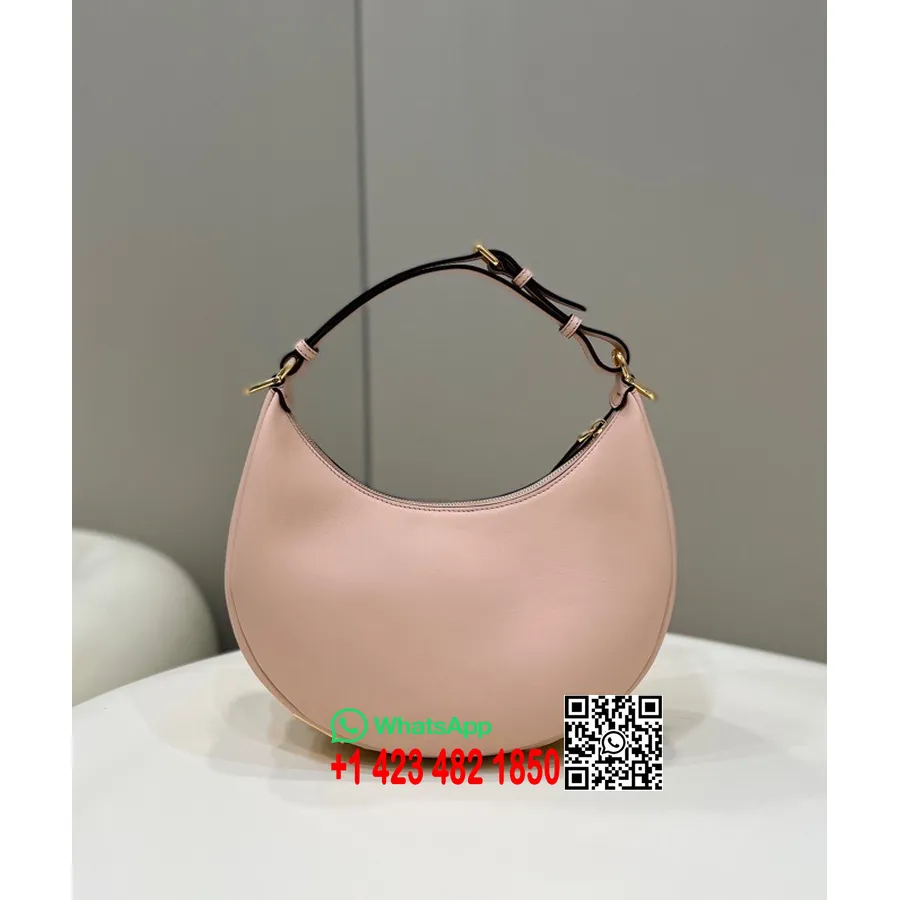 Fendi Fendigraphy кръгла чанта 30 см 80056 телешка кожа златен обков колекция пролет/лято 2022, светло розово