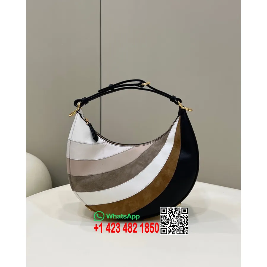 Fendi Fendigraphy Kerek Táska 30 Cm 80056 Velúr/borjúbőr Arany Hardver 2022 Tavaszi/nyári Kollekció, Meztelen/fekete