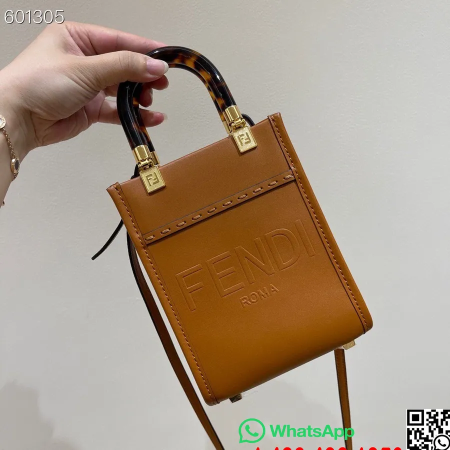 Borsa Tote Fendi Mini Sunshine Shopper 18cm Pelle Di Vitello Collezione Autunno/inverno 2021, Cuoio