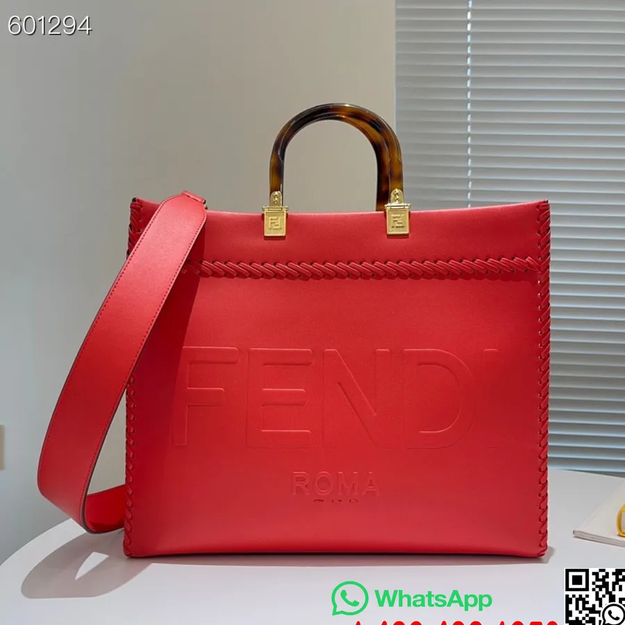 Geantă Tote Fendi Sunshine Shopper Piele De Vițel 35 Cm Colecția Toamnă/iarna 2021, Roșu