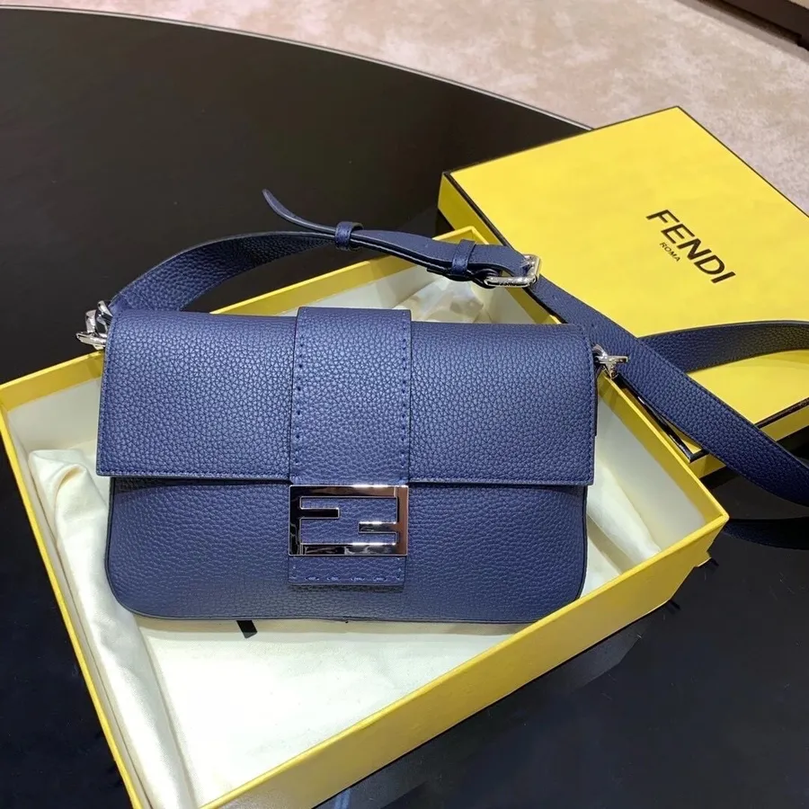 Сумка через плечо Fendi Ff 3way, 26 см, из телячьей кожи, коллекция осень/зима 2020, темно-синий