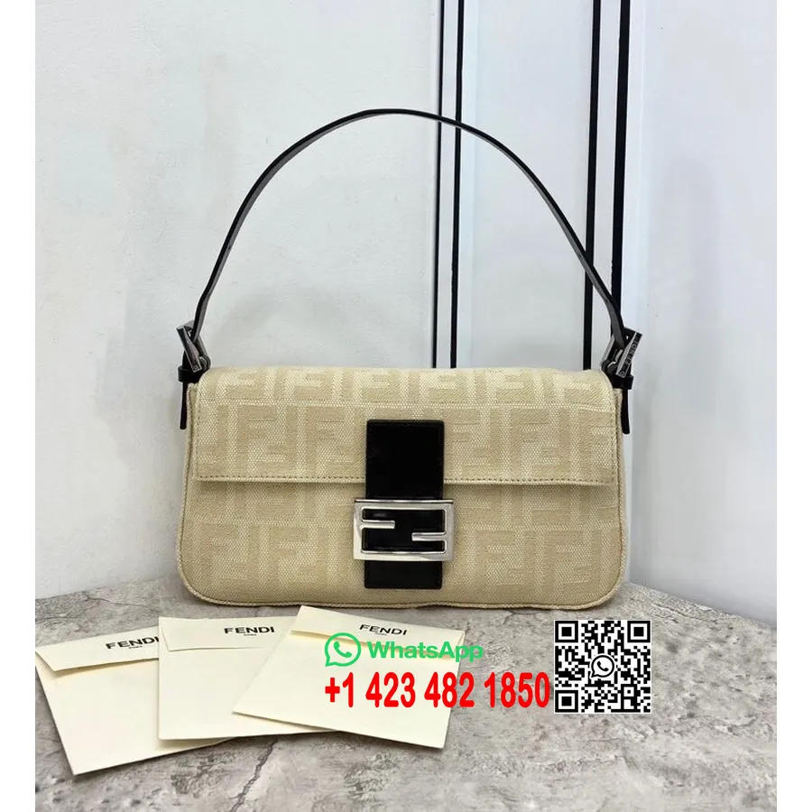 Fendi Ff Logo Baguette Bag 28cm Høst/vinter 2020 Kolleksjon, Beige