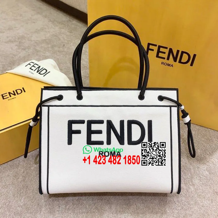 Fendi X California Sky Tote Bag 38cm Kalveskinn Vår/sommer 2020 Kolleksjon, Hvit