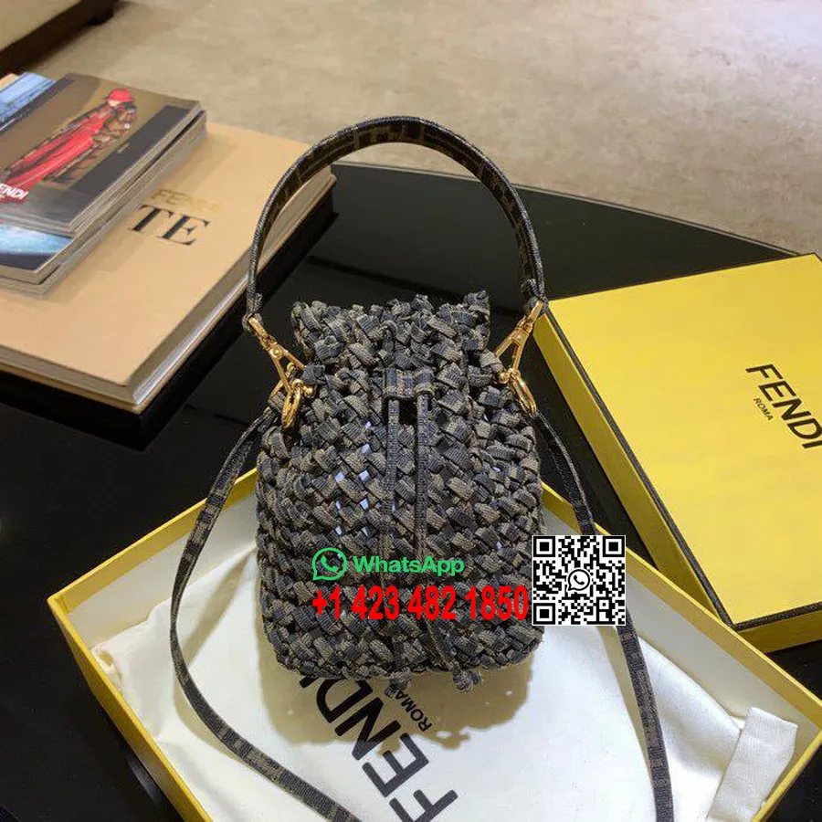 Fendi Geweven Canvas Bucket Bag 18 Cm Lente/zomercollectie 2020, Bruin