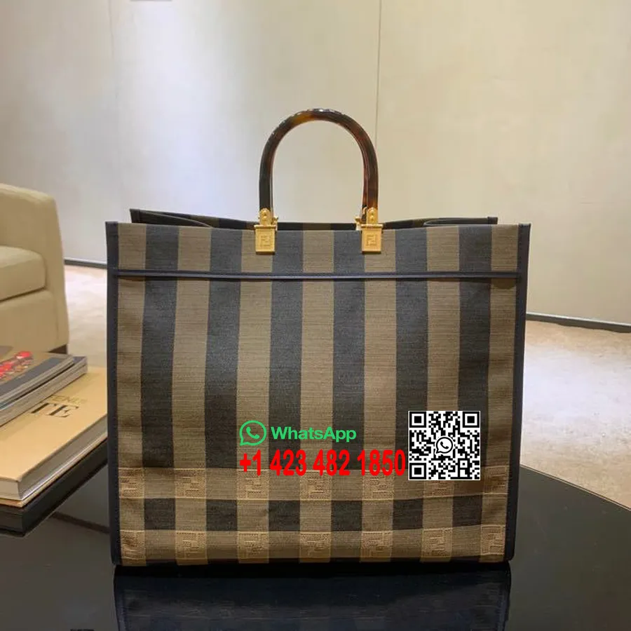 Fendi Sunshine Shopper-totebag I Lerret 40 Cm Vår/sommer 2020-kolleksjon, Brun