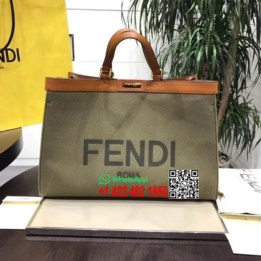 Fendi Logo Shopper Veske 42 Cm Vår/sommer 2020 Kolleksjon, Brun