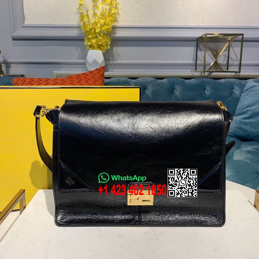 Fendi Ff Logo Kan U Sac 30cm Daim/cuir De Veau Collection Printemps/été 2019, Noir