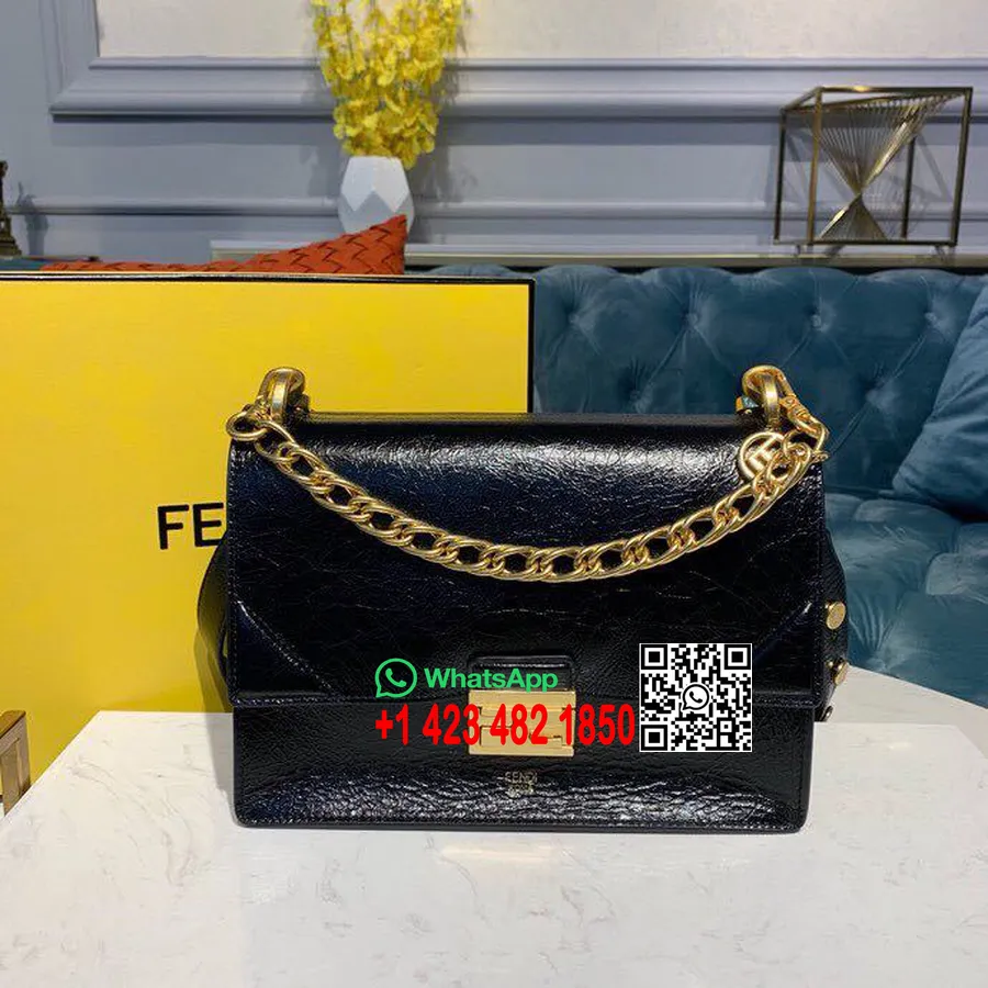 Fendi Ff Logo Kan U Sac 25cm Daim/cuir De Veau Collection Printemps/été 2019, Noir