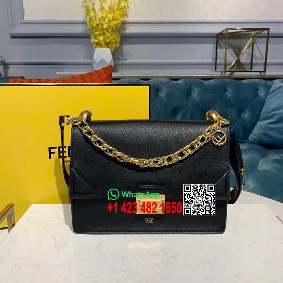 Fendi Ff Logo Kan U Bag 25cm Couro De Bezerro Coleção Primavera/verão 2019, Preto/vermelho