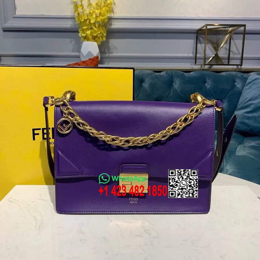 Fendi Ff Logo Kan U Sac 25cm Daim/cuir De Veau Collection Printemps/été 2019, Violet