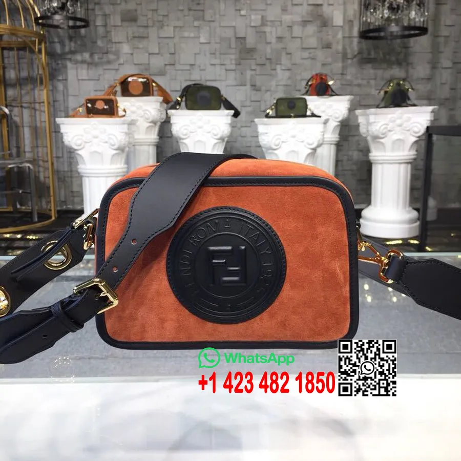 Fendi Bolso Para Cámara Ff Stamp 24 Cm Ante Piel De Becerro Colección Primavera/verano 2019, Naranja óxido