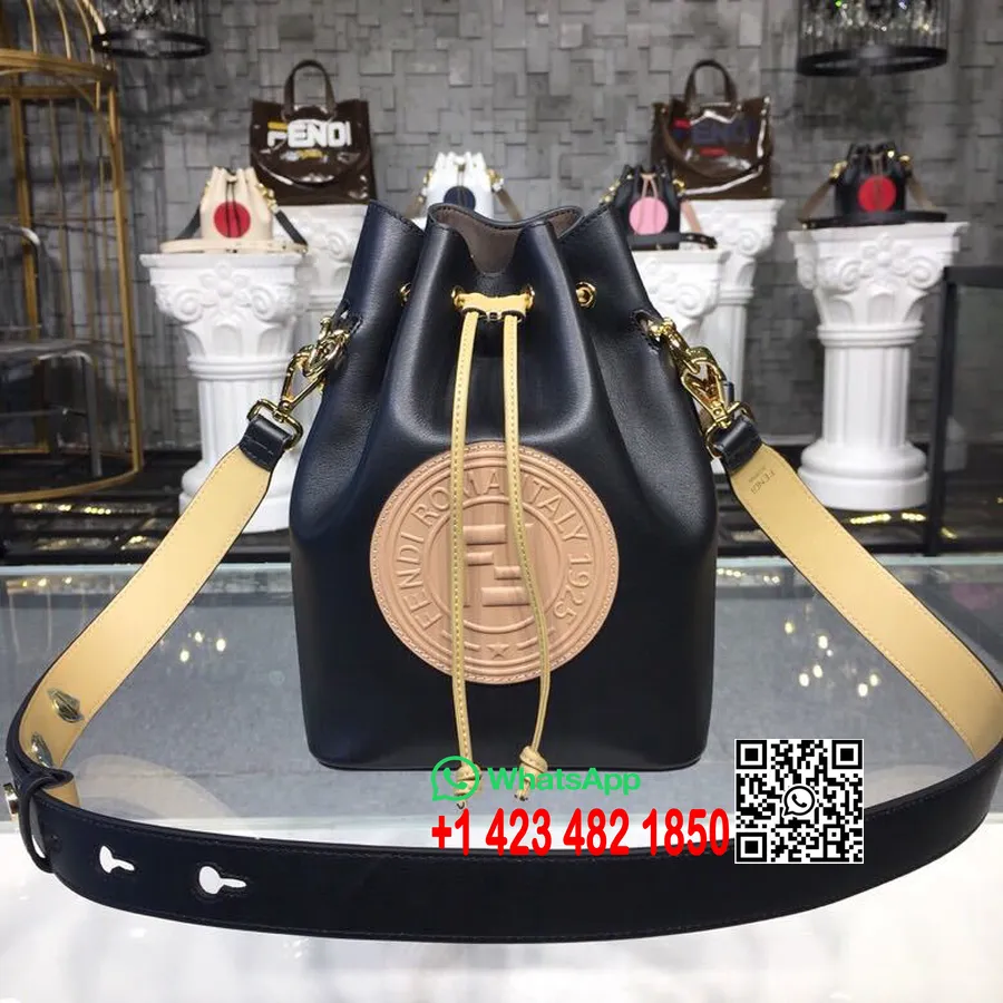 Fendi Mon Tresor Bucket Bag Couro De Bezerro 25cm Coleção Outono/inverno 2018, Preto/bege