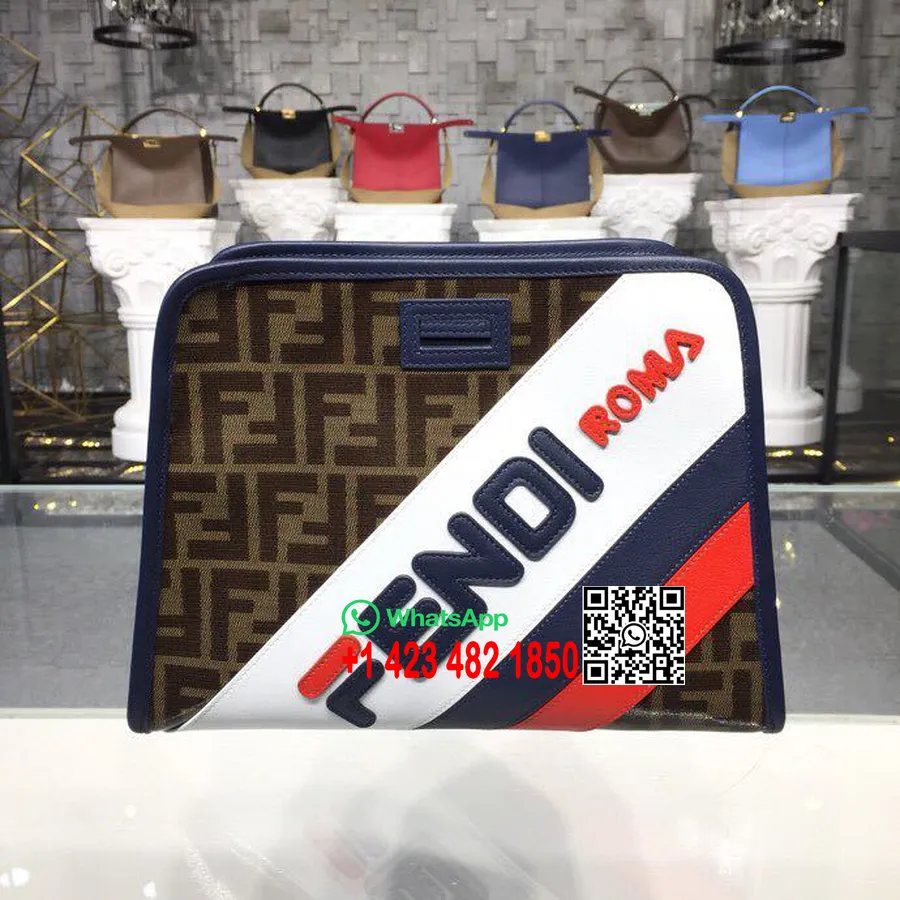 Sac Fendi X Fila Mania Defender 26cm Collection Printemps/été 2019, Marron