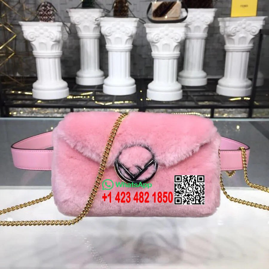 Fendi Kürklü Bel çantası 20cm Ilkbahar/yaz 2019 Koleksiyonu, Pembe