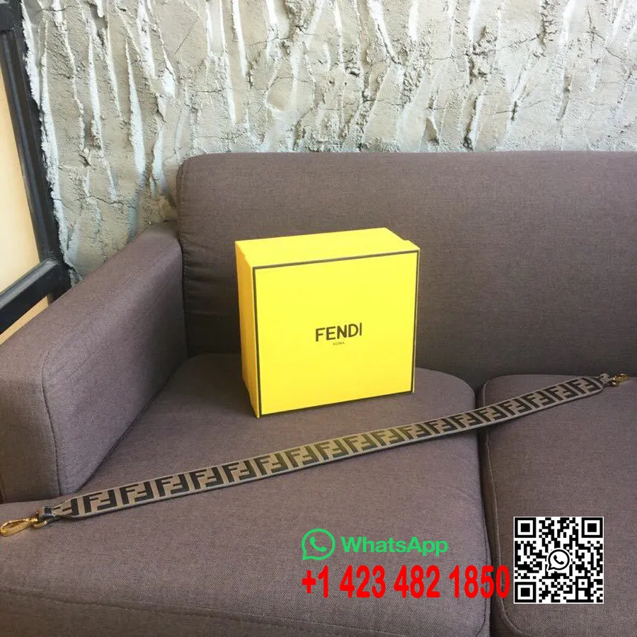 Tali Tas Logo Fendi FF Koleksi Spring/Summer 90cm 2019, Coklat