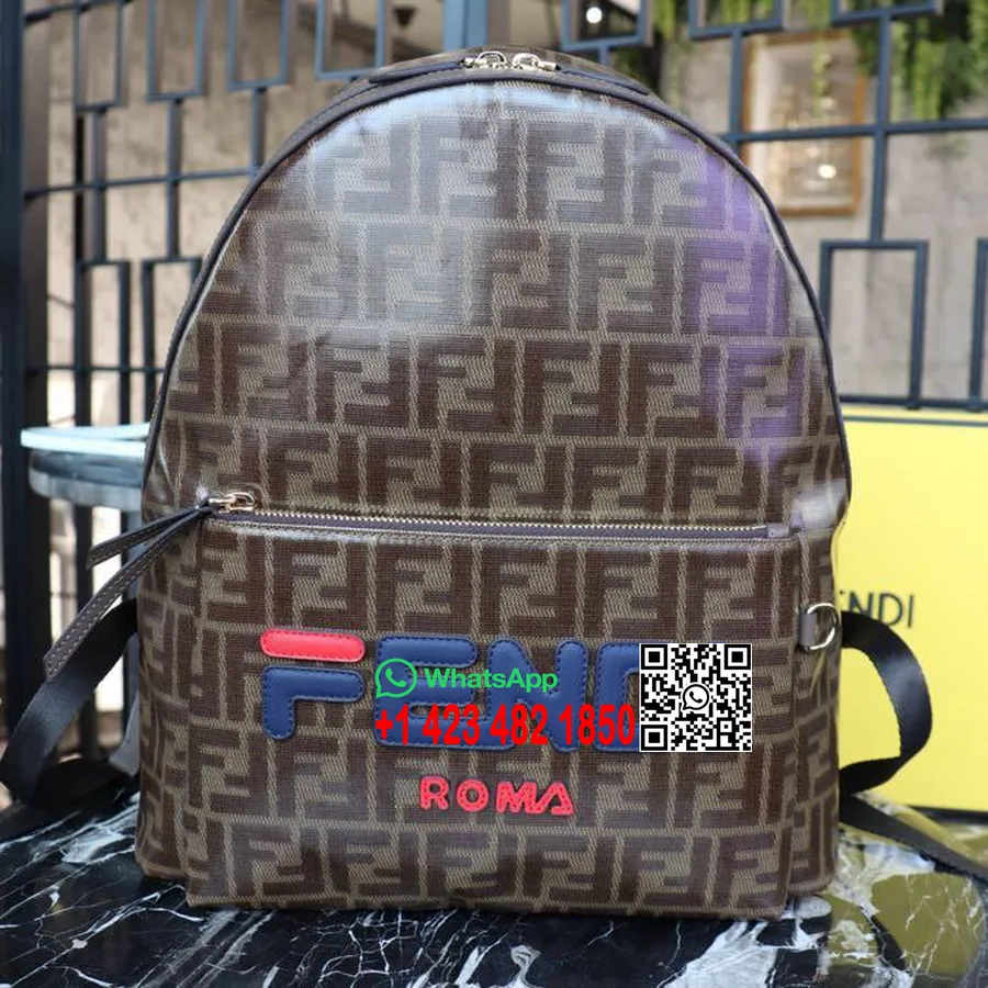 Mochila Fendi X Fila Mania 38cm Colección Primavera/verano 2019, Marrón