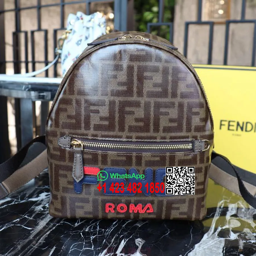 Fendi X Fila Mania Sac à Dos 24cm Collection Printemps/été 2019, Marron