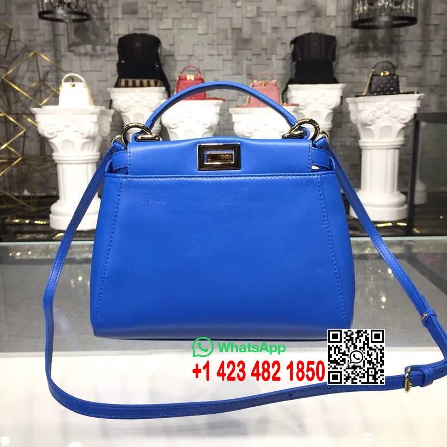 Fendi Peekaboo Tasche 24 Cm Kalbsleder Frühjahr/Sommer 2019 Kollektion, Blau