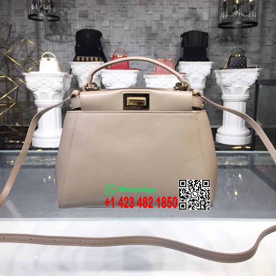 Fendi Peekaboo τσάντα 24cm, δέρμα μοσχαριού συλλογή άνοιξη/καλοκαίρι 2019, μπεζ