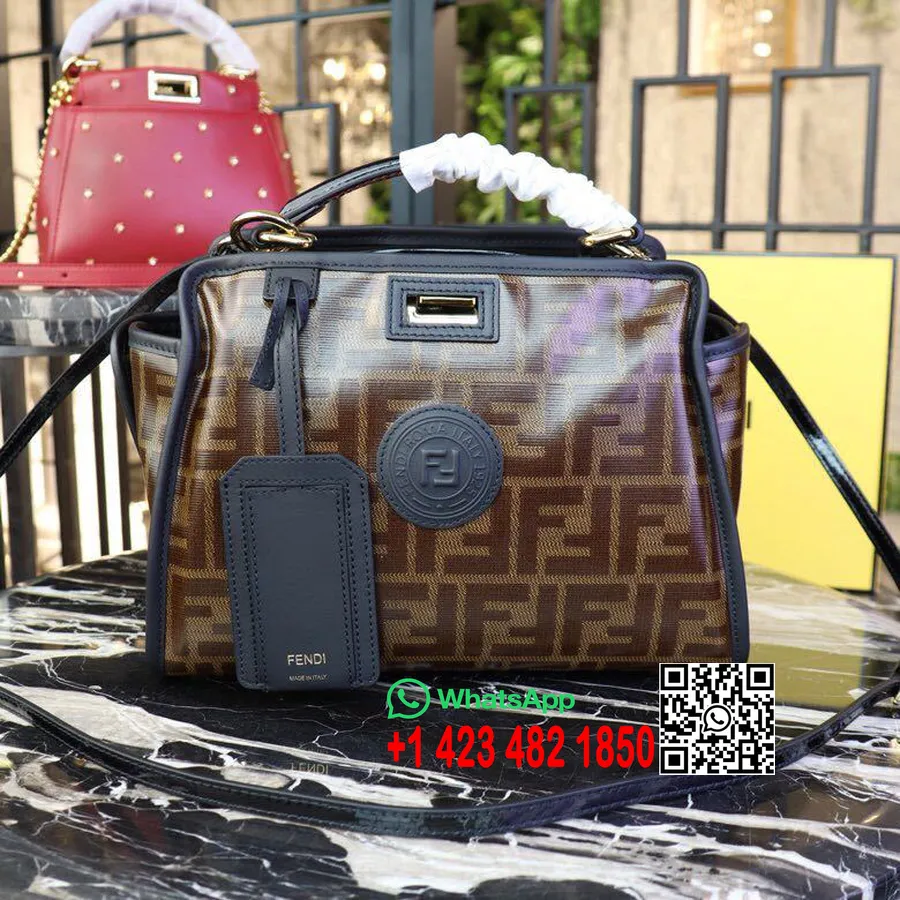 Fendi Ff Logo Peekaboo Defans çantası 25cm İlkbahar/Yaz 2019 Koleksiyonu, Kahverengi