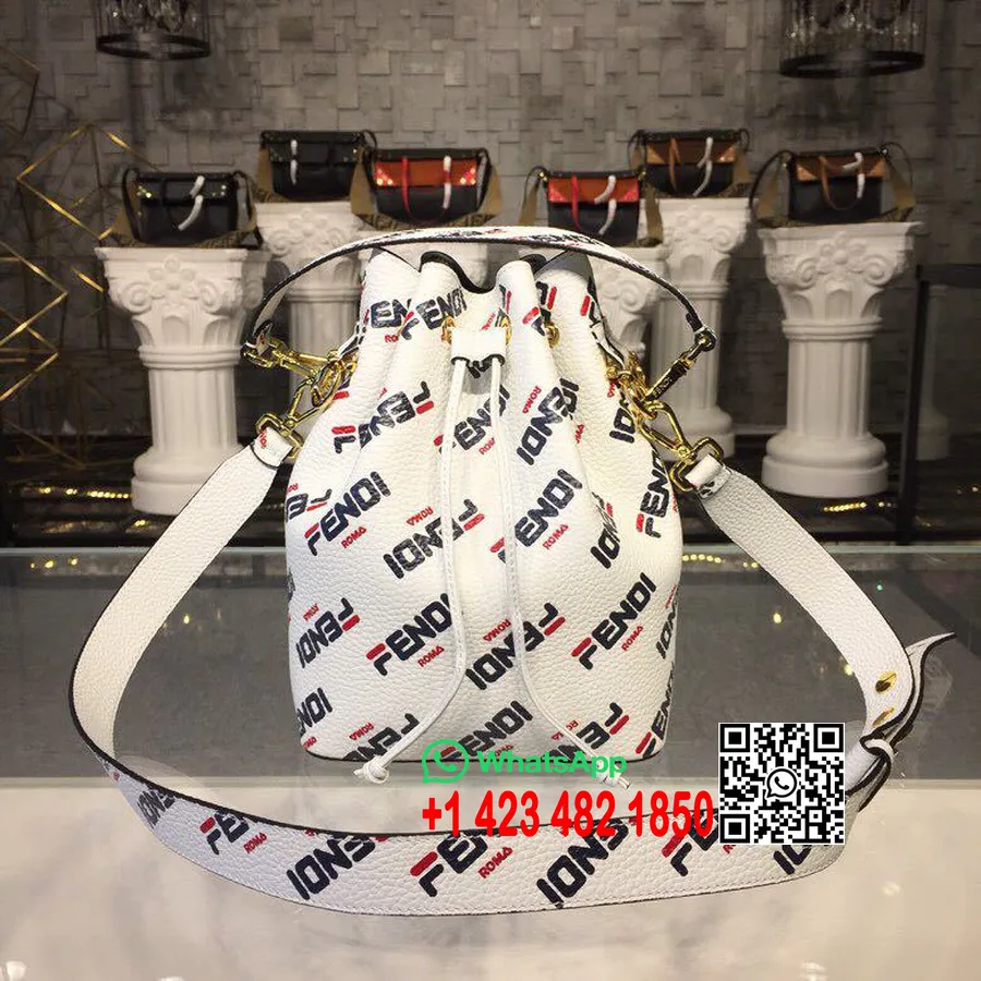 Fendi X Fila Mania Mon Tresor Mini Bucket Bag 24cm συλλογή άνοιξη/καλοκαίρι 2019, λευκό