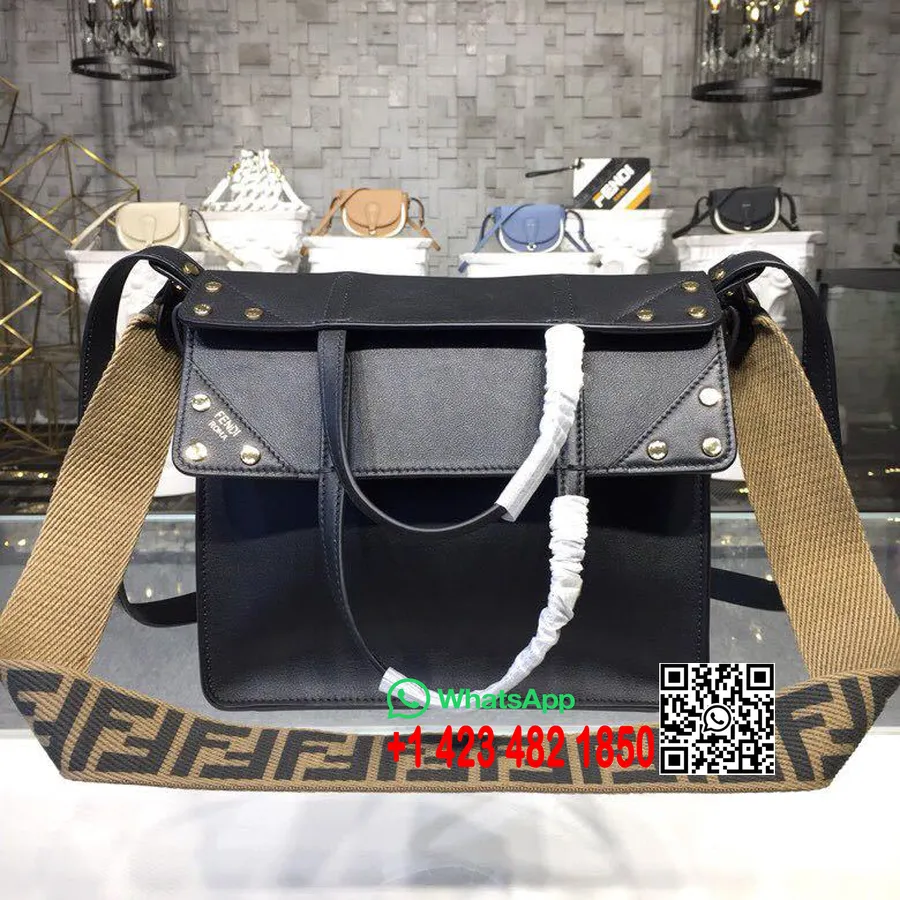 Sac Fendi Flip 25cm Cuir De Veau Collection Printemps/été 2019, Noir/gris