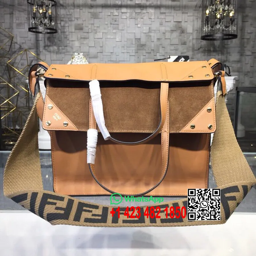 Fendi Flip çanta 30cm Dana Derisi İlkbahar/Yaz 2019 Koleksiyonu, Taba