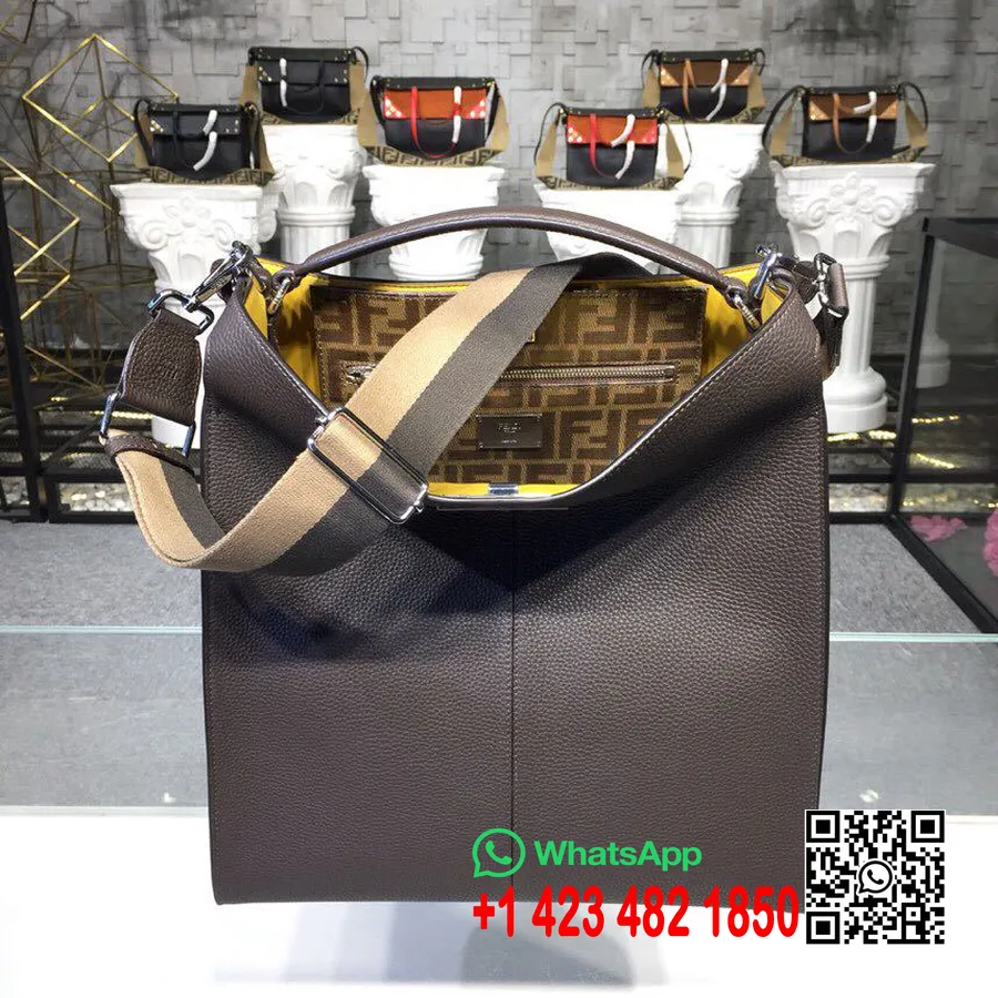 Fendi Peekaboo X-lite Fit Ff Logo Bag 36cm Romano Geiteskinn Vår/sommer 2019 Kolleksjon, Brun/gul