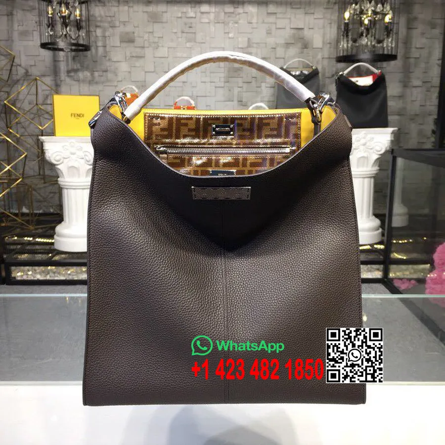 Fendi Peekaboo X-lite Fit Ff Logo çanta 36cm Romano Keçi Derisi Ilkbahar/yaz 2019 Koleksiyonu, Kahverengi