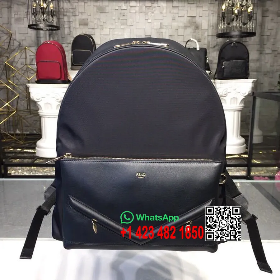 Fendi Bag Bugs Sac à Dos Homme 38cm Cuir De Veau Collection Printemps/été 2019, Noir