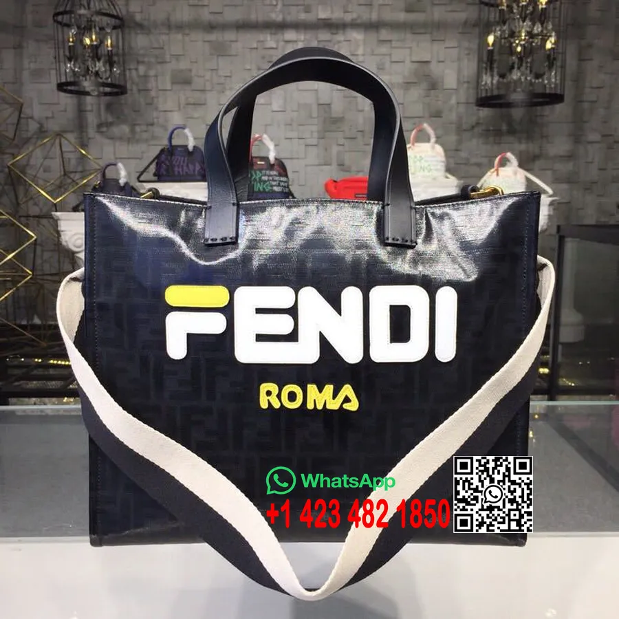 Fendi X Fila Mania ショッパーバッグ 36cm 2019年春夏コレクション、ブラック