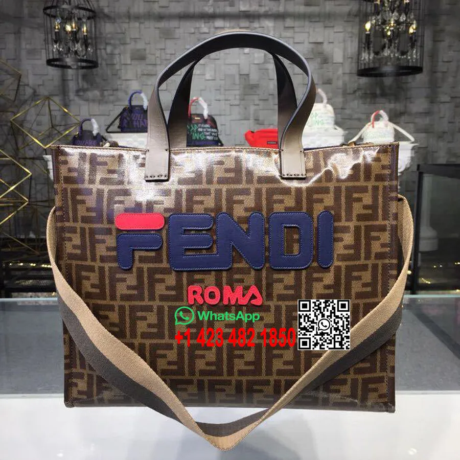 کیف خرید Fendi X Fila Mania 36 سانتی متری مجموعه بهار/تابستان 2019، قهوه ای