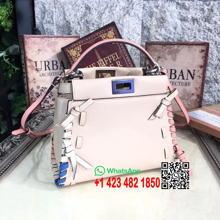 Fendi Pentlje Z Navojem Peekaboo Torba 24 Cm Iz Telečjega Usnja Kolekcija Pomlad/poletje 2019, Svetlo Roza