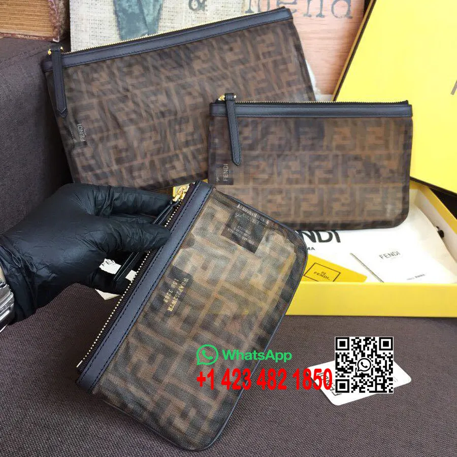 Fendi Kantong Transparan Koleksi Musim Semi/Musim Panas 2019 30Cm/24Cm/18Cm, Coklat