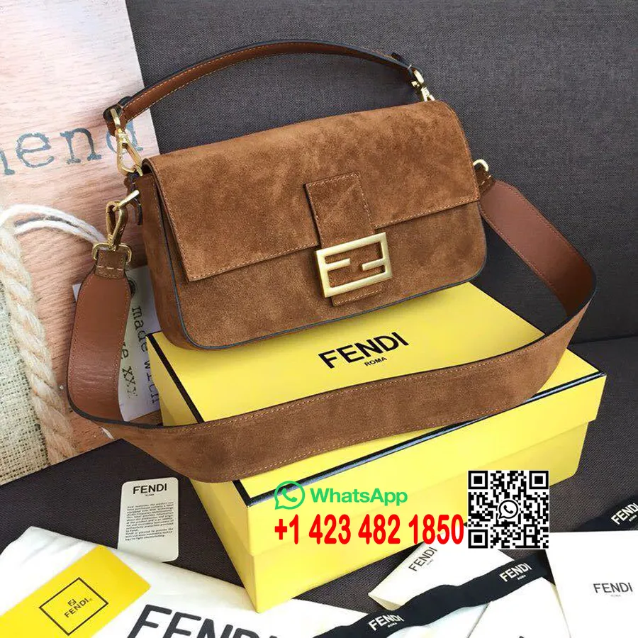 Tas Baguette Fendi Koleksi Musim Semi/musim Panas 2019 Kulit Suede 28cm, Coklat