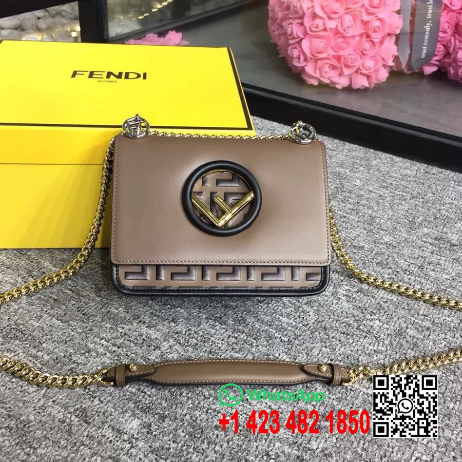 Сумка через плечо Fendi Kani F 20см, коллекция весна/лето 2019, коричневая