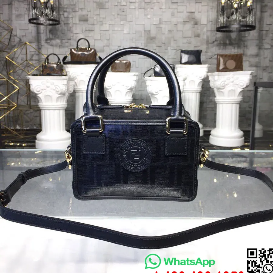 Холщовая сумка для боулинга Fendi Ff с двойной ручкой, 20 см, коллекция осень/зима 2018, черный