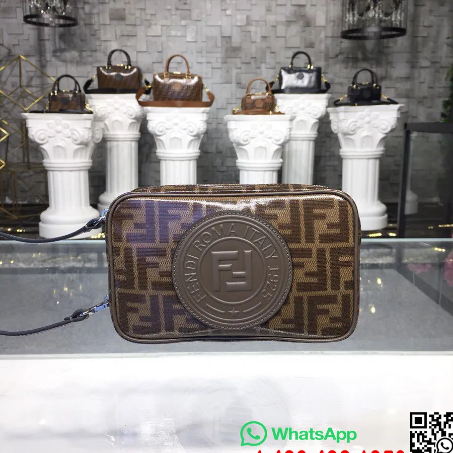 Tas Kamera Crossbody Kanvas Fendicam Ff Koleksi Musim Gugur/dingin 2018, Coklat